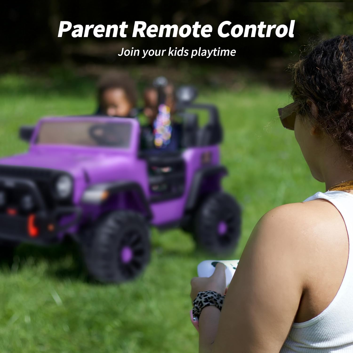 2 Seater Ride on Toy Car for Kids, 24V 4x4 Ride-on Truck Kids Electric Car w/Remote Control, 4x200W Motors - Purple