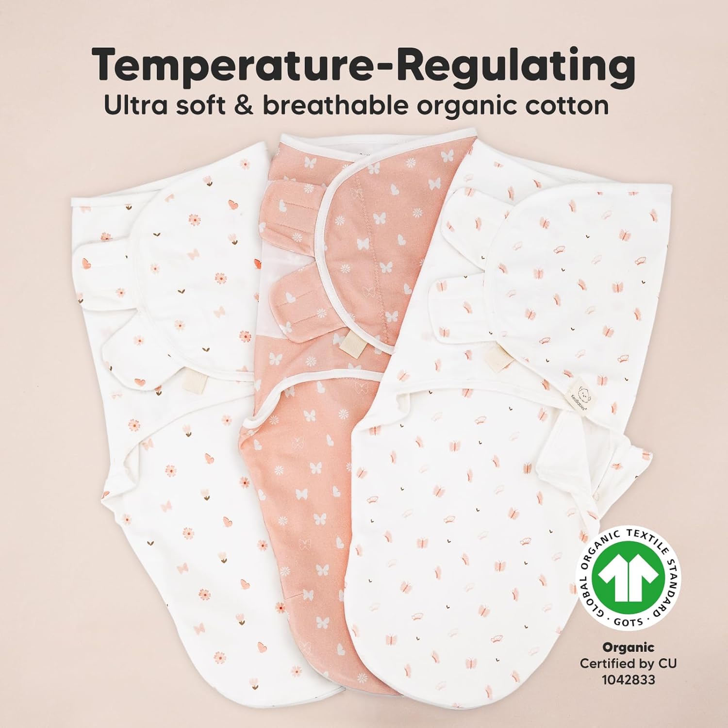 Baby Swaddle Sleep Sacks with Zipper - 3-Pack Swaddles for Newborns 0-3 Months, Infant, Baby Girls, Boys, Soft & Durable Newborn Sleep Sack, Easy Diaper Change Swaddling Blanket (Butterflies)