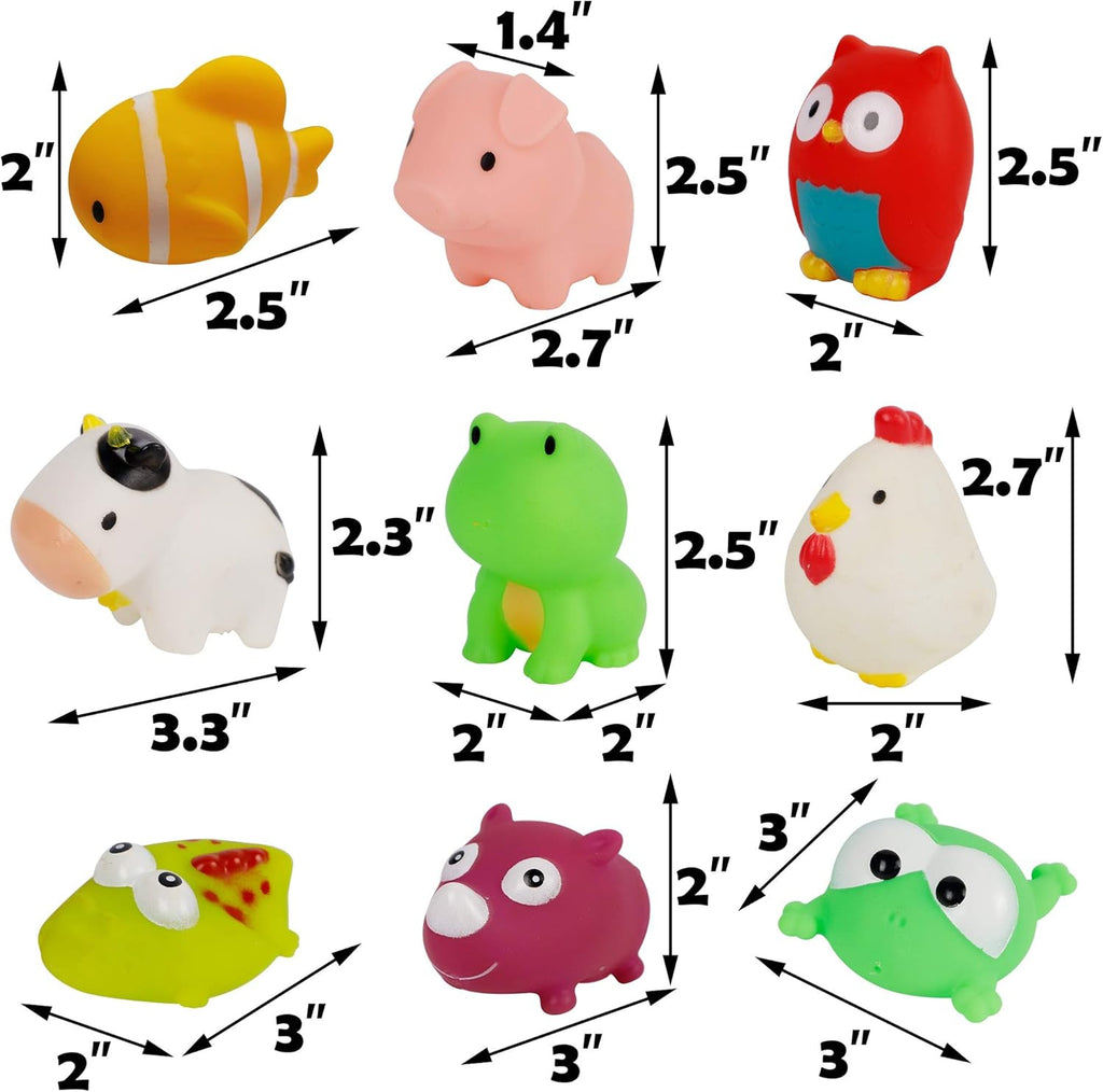Set of 18 Animals Bath Squirters Toy Set for Toddler, Colorful Assorted Sea Animals Flower Floating Bathtub Squirter Toys for Baby Shower Bath Tub Pool (Animal)