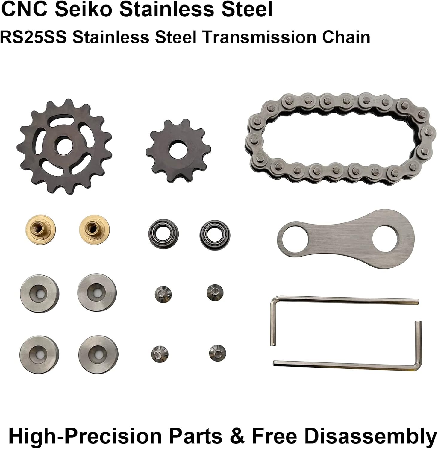 Chain Gear Fidget Spinner, Metal Sprocket Chain Fidget Toy, Stress Anxiety Relief Fidget Toy, Bike Chain Gears Novelty Toy,Metal EDC for Anxiety Relieve Boredom ADHD Autism (Dark Grey)