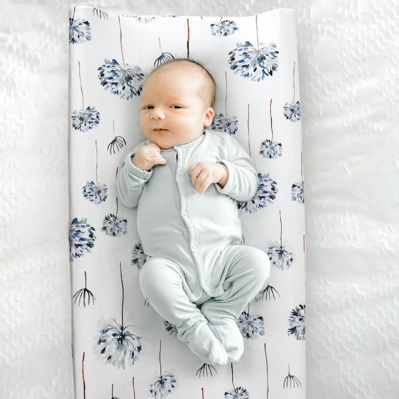 GRSSDER Stretch Ultra Soft Jersey Knit Changing Pad Cover Set 2 Pack, Change Table Pad Covers Fit 32"/34" x 16" Pads Safe and Snug, Pretty Swan/Watercolor Dandelion for Baby