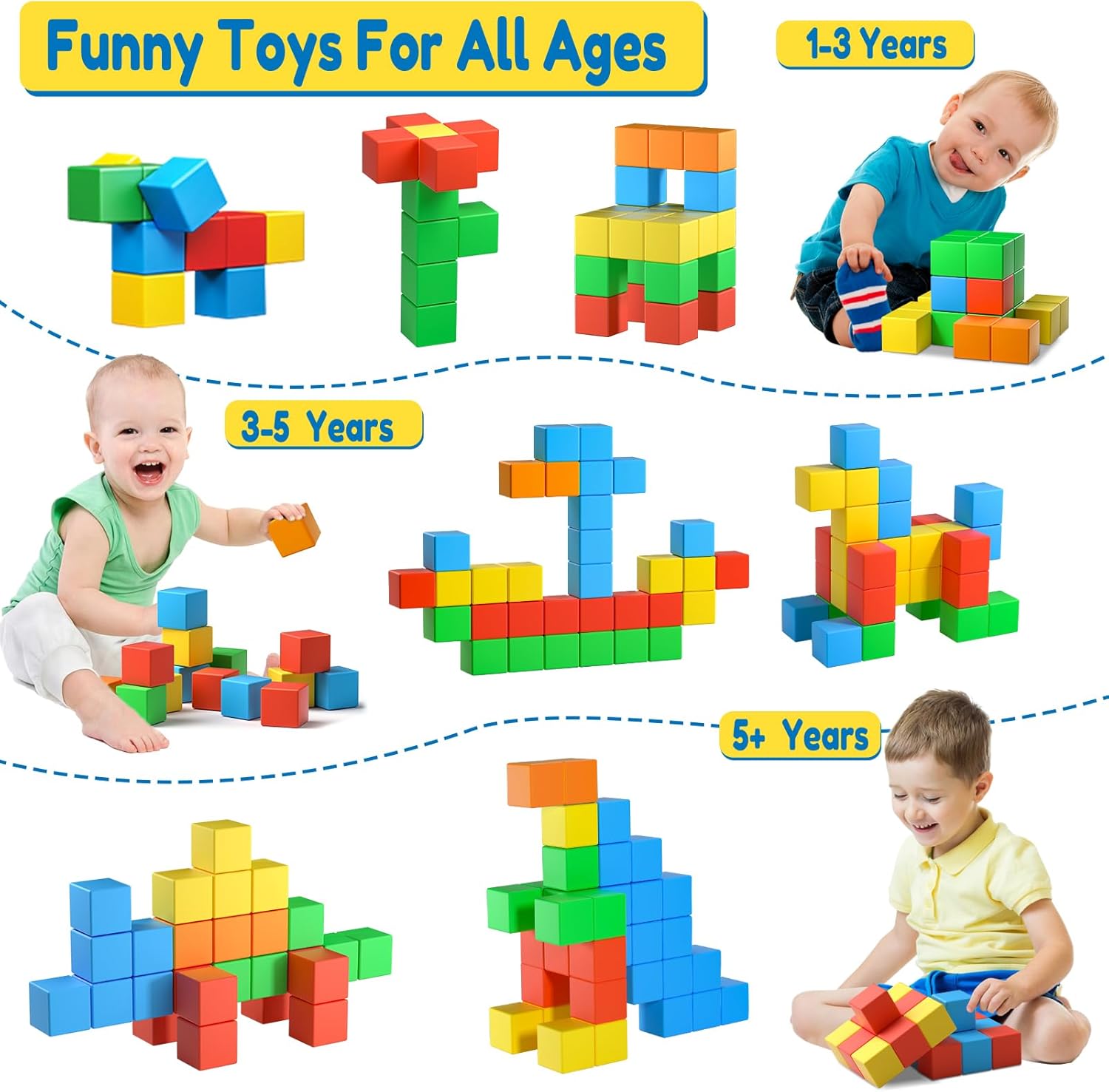 Magnetic Blocks,1.42 inch 32pcs Large Magnetic Building Block for Toddlers 3 4 5 6 7 8 Year Old Boys Girls Color Magnet Cubes Learning Toys for Kids 1-3 Sensory Toys Age 4-8 Gift