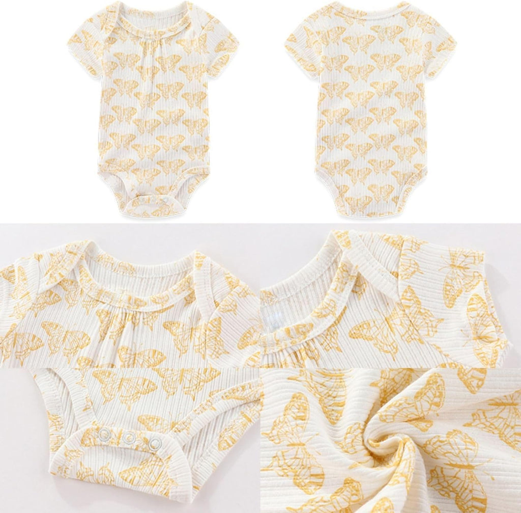 Four Seasons Baby Boy Girl Bodysuits 5-Pack Cotton Comfort Short Sleeve Baby Clothes Soft Infant Outfits