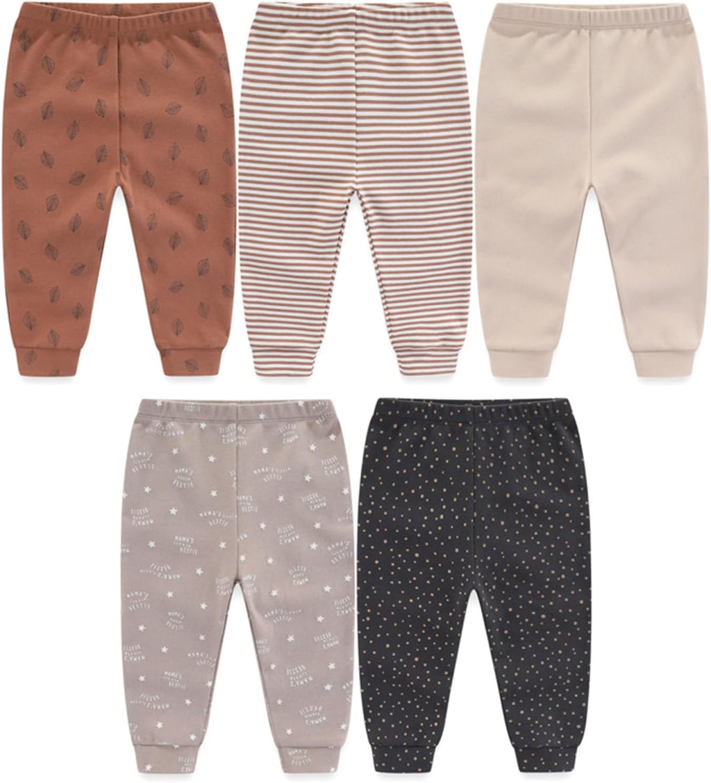 Unisex Baby Boy Girl Pants Sets Cotton Soft Infants Bottoms Casual 5 Pack 0-12 Month Babies' Leggings