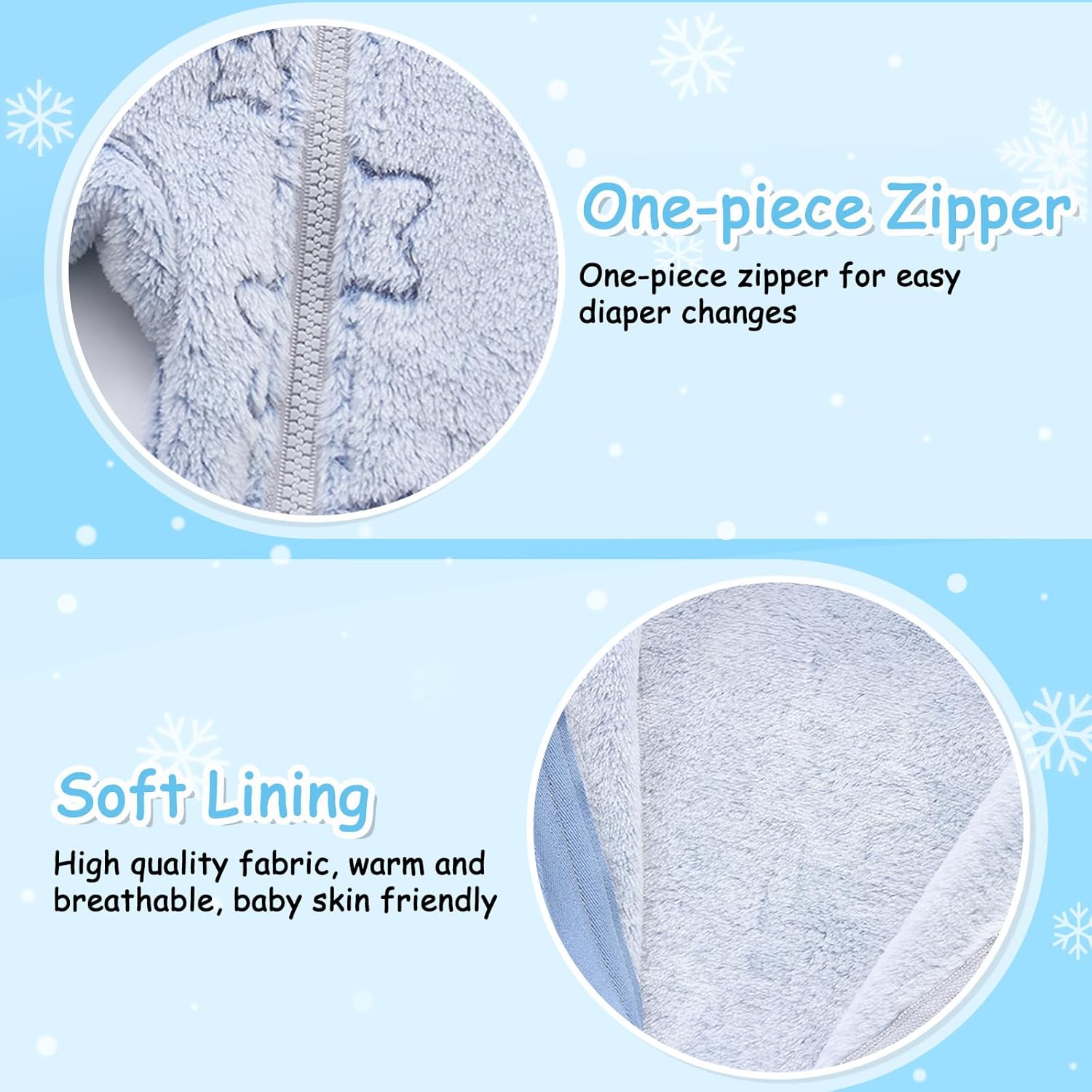 Fairy Baby Newborn Baby Bear Onesie Thin Fleece Footie Romper Snowsuit Hooded Jumpsuit Bodysuit Winter Outwear Boy Girl 0-12M