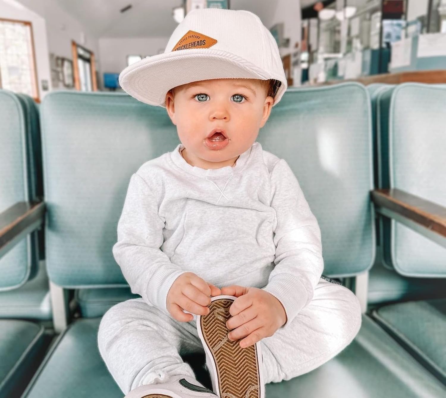 Baby Hats - Baseball Hat, Newborn Youth Flat Brim Mesh Trucker Surf Skate Bubba Bro Fitted Beach Cap Gorros para Bebes