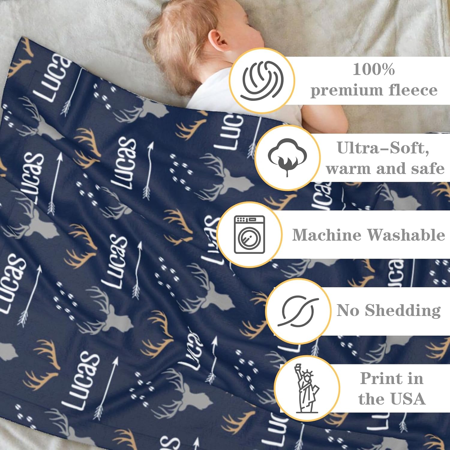 Personalized Baby Blanket with Name, Custom Baby Blanket for Boys or Girls, Soft Flannel Throw for Newborns & Kids