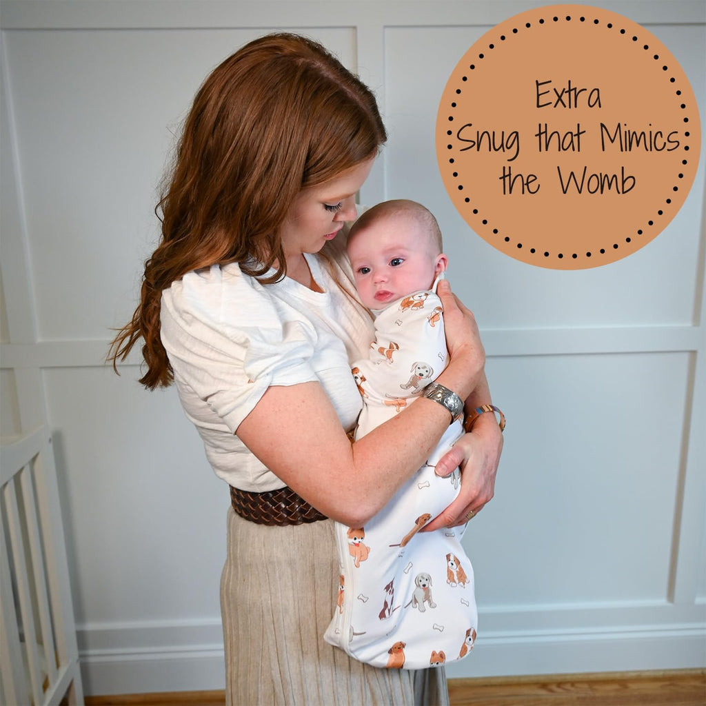 LollyBanks Baby Swaddles, 100% Organic Cotton Swaddles for Newborn Boy and Girl, 3-6 Months Swaddle Sacks with Easy Change Zipper, Swaddle Neutral Baby Registry (Puppies Print)