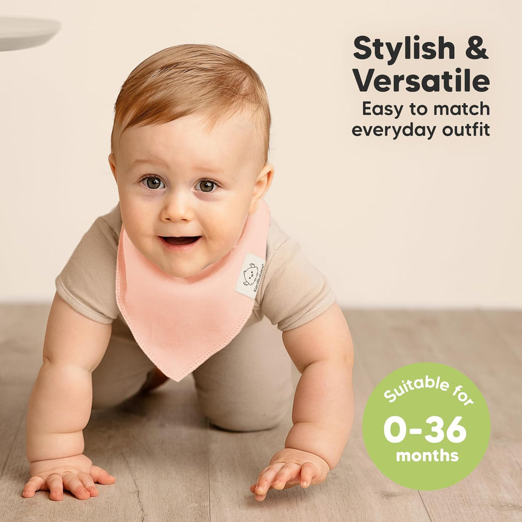 8-Pack Organic Baby Bandana Bibs for Girls - Super Absorbent Triangle Baby Bibs for Drooling and Teething Infant, 100% Cotton Extra Soft for Newborn, Infant 0-36 Months (Dew)