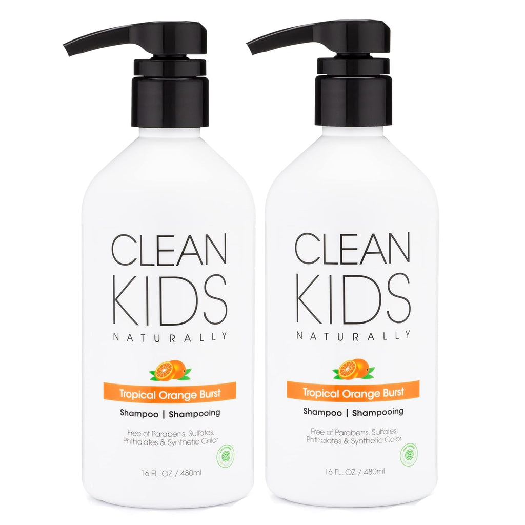 Clean Kids Naturally Tropical Shampoo- EWG Verified, All-Natural, Coconut-free, Gluten-free, Vegan, and Cruelty-free, Paraben-Free (2 Bottles, Orange Burst)