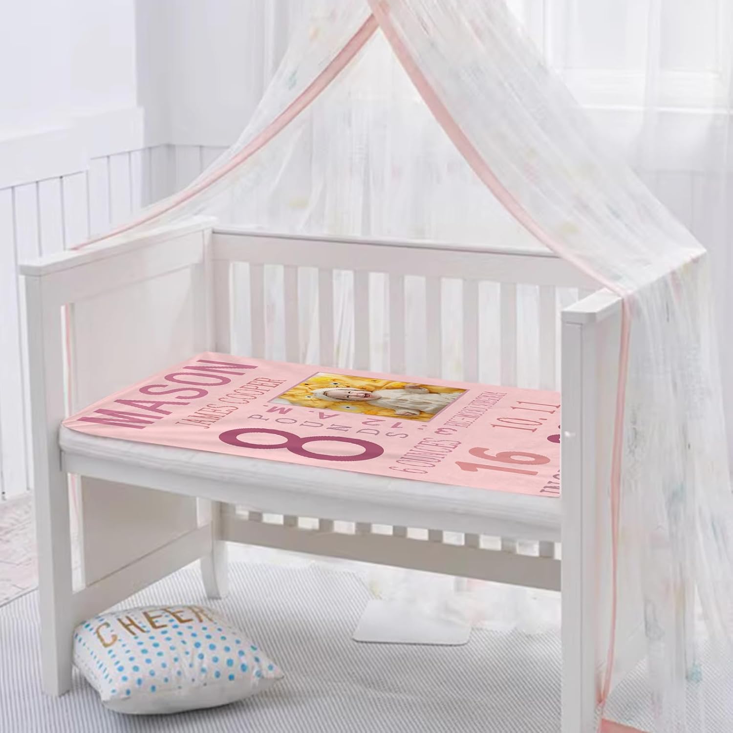 Personalized Baby Milestone Photo Blanket, Custom Name Blanket Toddler Baby Boys Girls Soft Flannel Swaddling Blankets Customized Memorial Gift from Nana Grandma Infant Newborn