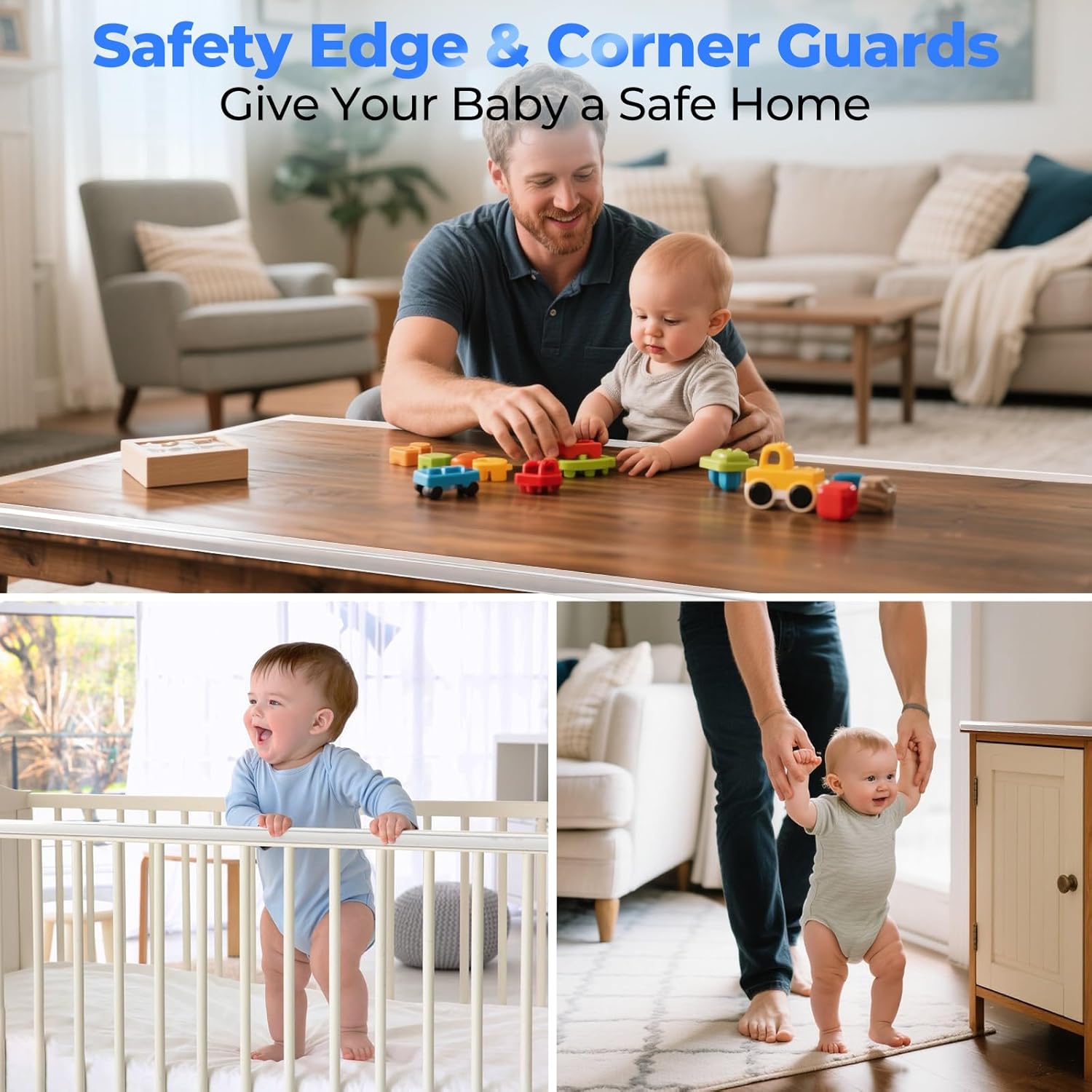 Edge Corner Protector Baby Proofing, Clear Soft Corner Protectors Baby Proof, Furniture Corner Guard & Edge Safety, Edge Protector for Table and Fireplace(9.8ft L*1.56inch W*0.14inch H)