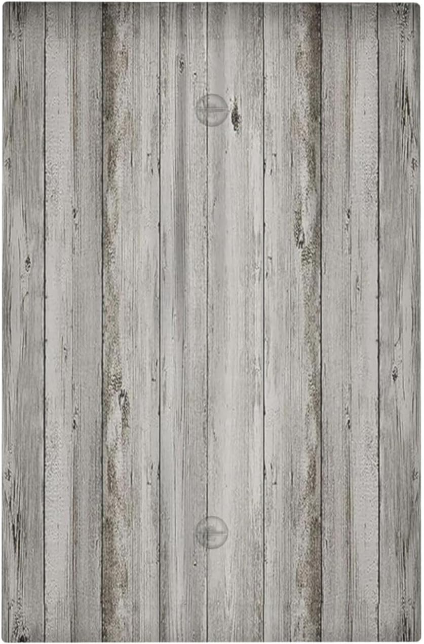 Light Switch Cover Plate Farmhouse Rustic Grey Barn Door Wood 1 Gang No Device Blank Electrical Wall Plates Faceplate Decorative Switch Plate for Bedroom Cabin Decor