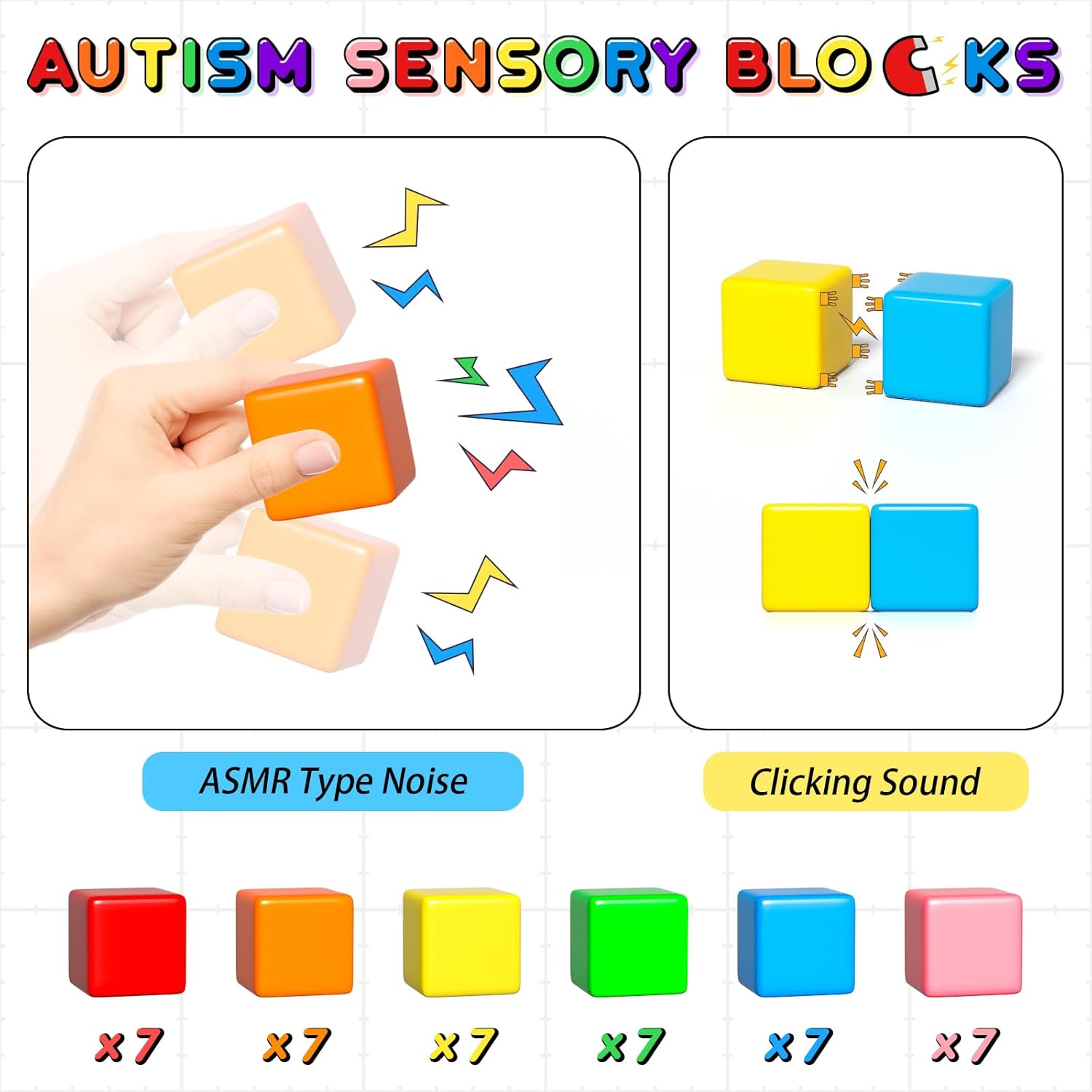42PCS Magnetic Blocks, Gifts for 3 4 5 6 Year Old, Magnet Building Blocks for Toddlers, Girls & Boys, Sensory - Montessori - Autism - Magnetic Toys for Kids Ages 3-5 4-8