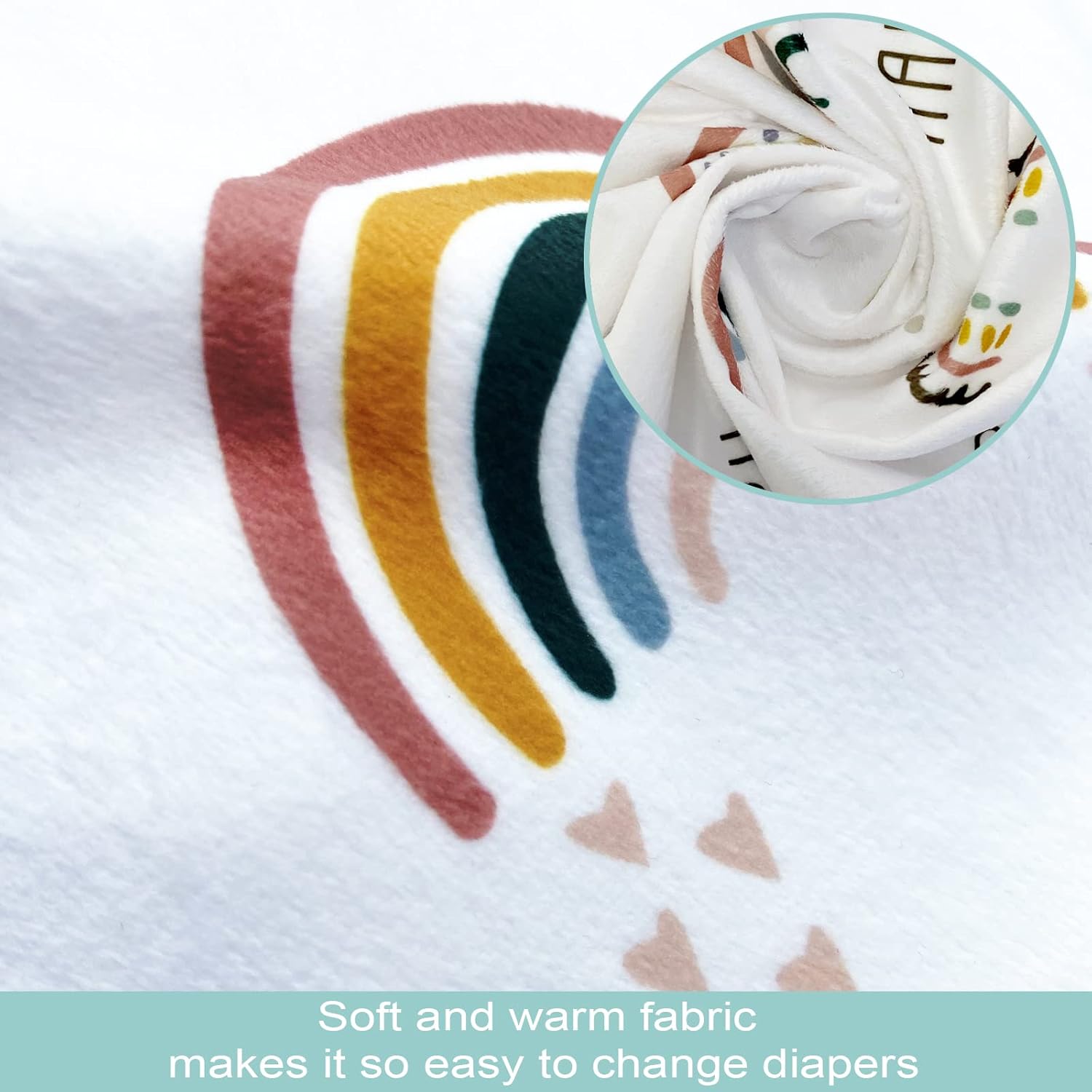 Owlowla Changing Pad Cover, Soft Minky Changing Table Sheets for Baby Boy and Girl(Rainbow)