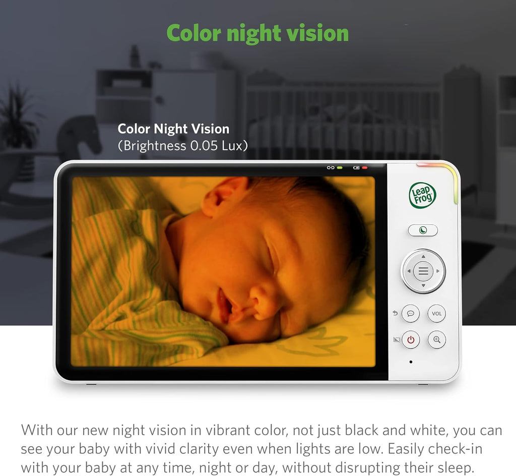 LeapFrog LF930HD Baby Monitor, 7” 720p HD Display,Video Baby Monitor with Camera and Audio, 1080p Smart Remote Access,360° Pan & Tilt,Color Night Light &Vision, Two-Way Intercom