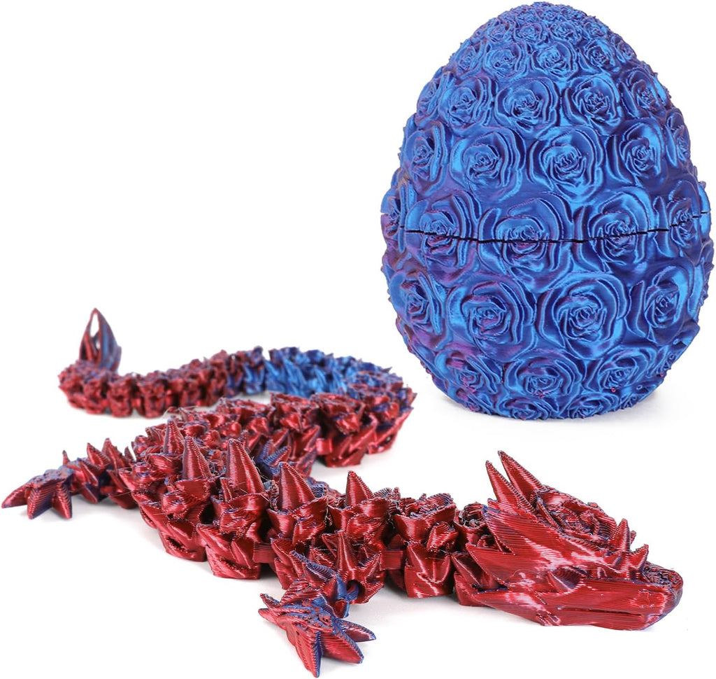Easter Dragons 3D Printed Dragon Egg with Dragon Inside Crystal Dragon Fidget Toy for Adult Full Articulated Dragon for Home Office Decor