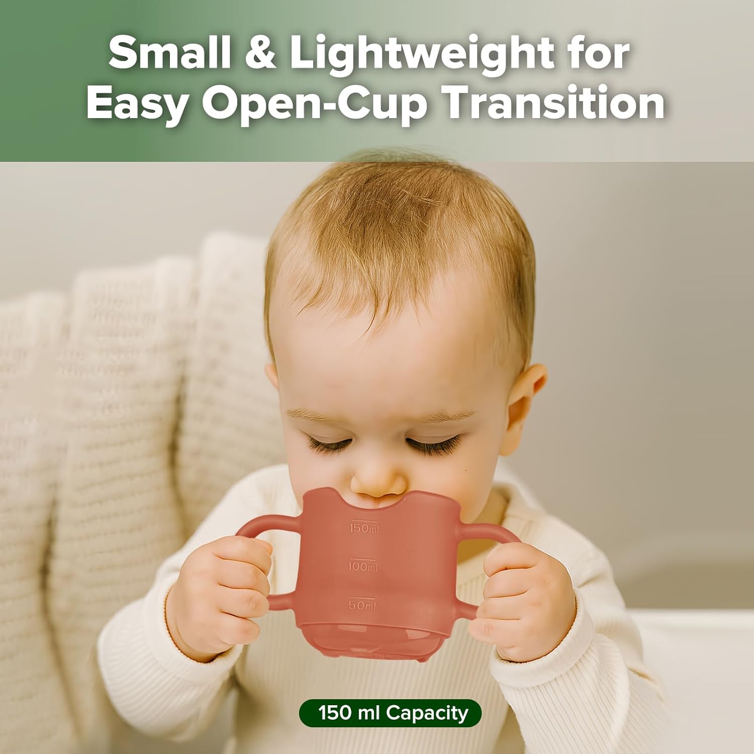 haakaa Silicone Baby Training Cup, Toddler Learning Open Cup for Baby 6 Months+, Drop-Proof BPA Free, 5 Ounce (Red)