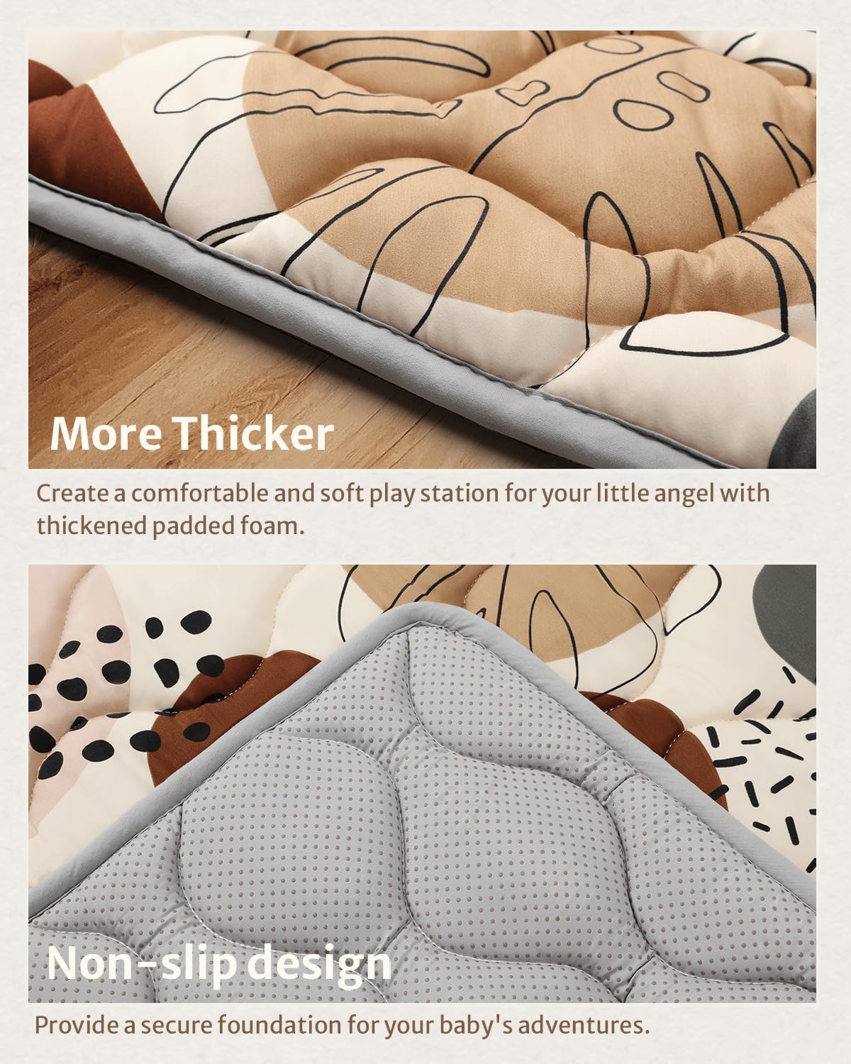 Blissful Diary Baby Play Mats for Floor, 47x47 Playpen Mat, Thicken Cushioning Padding Foam Playmate for Baby and Toddlers Infants, Non-Slip & Machine Washable, Boho Design
