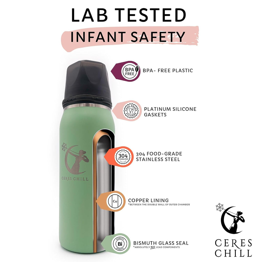 CERES CHILL OG Breastmilk Chiller, Reusable Storage Container, Up to 34 oz. - Bottle Cooler Keeps Milk at Safe Temperatures for Up to 20 Hours, Connects w/Most Pumps (Navy Blue)