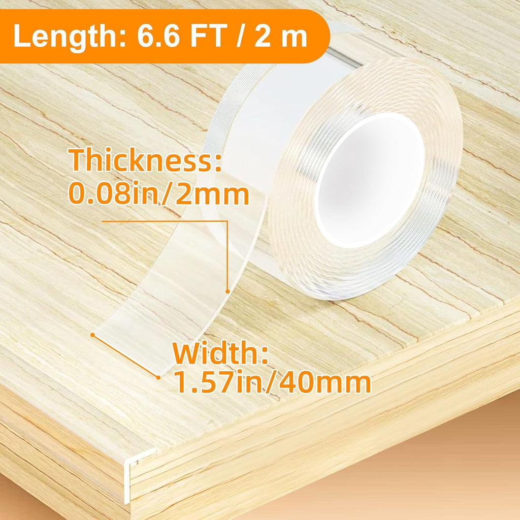1.57 in x 6.6 FT,Clear Edge Protector Strip Sharp Edge Wrap Cover Tape,Self Adhesive Protective Bumper Guards for Cabinet Door Desk Glass Table Bed Furniture, Kitchen Countertop, Waterproof