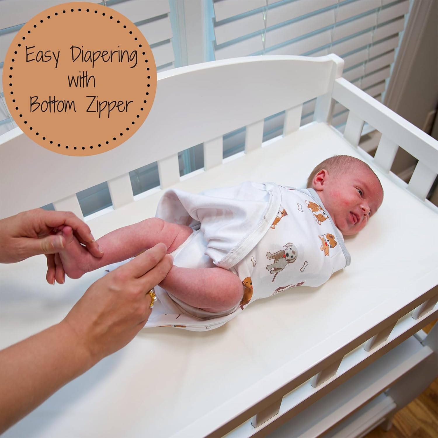 LollyBanks Baby Swaddles, 100% Organic Cotton Swaddles for Newborn Boy and Girl, 3-6 Months Swaddle Sacks with Easy Change Zipper, Swaddle Neutral Baby Registry (Puppies Print)