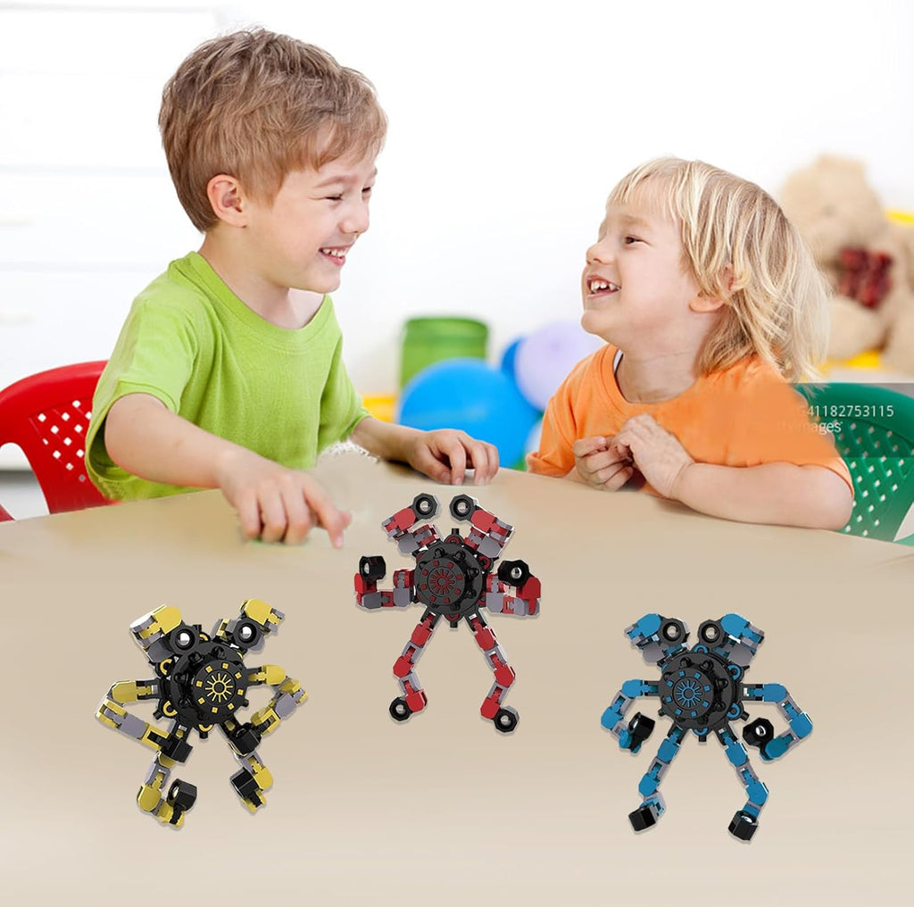3Pcs Fidget Spinners, DIY Robot Fingertip Toys Decompression Spinner,Party Supplies Stress Relief Chain Toys for Kids Adults