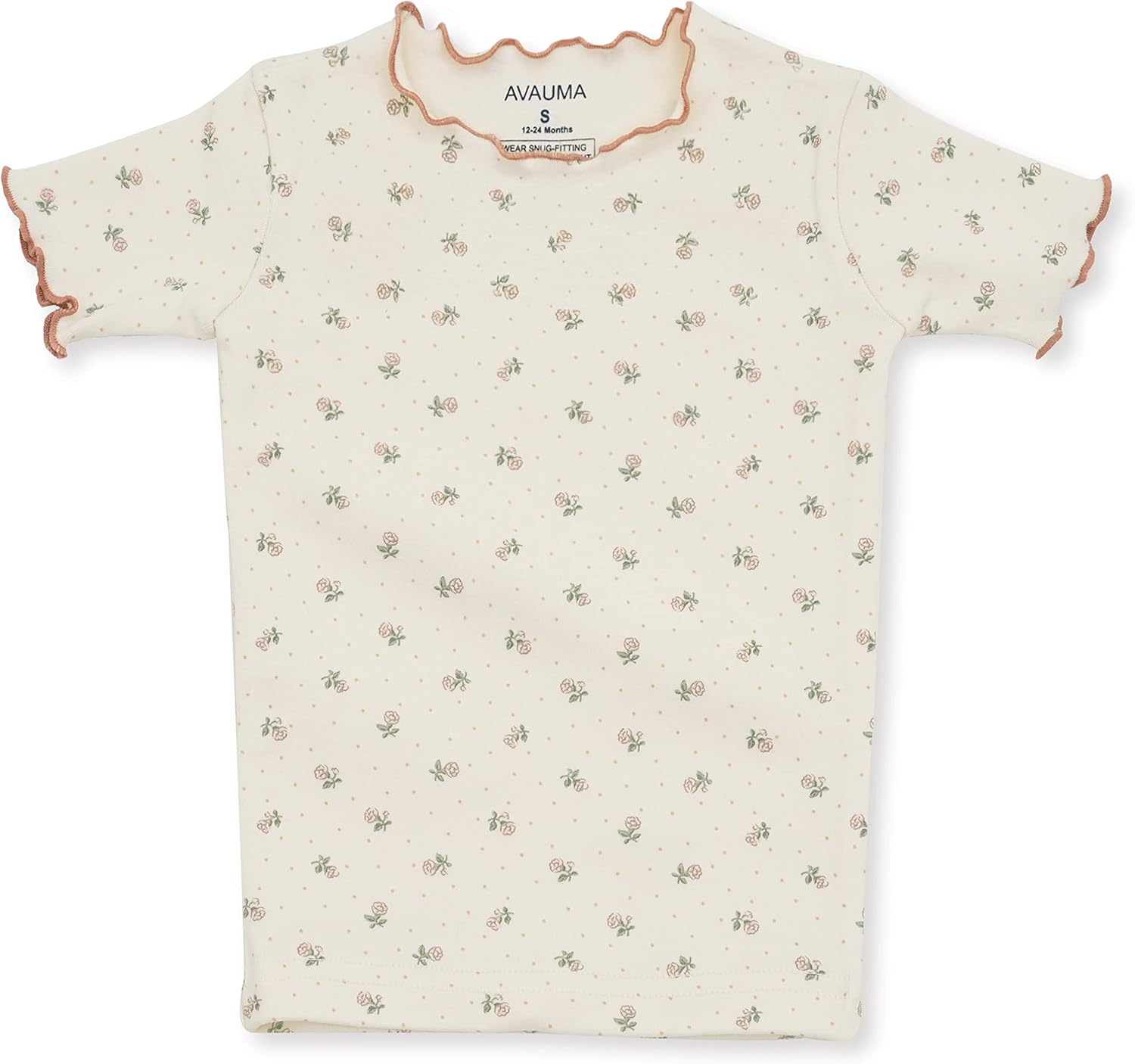 AVAUMA Baby Boy Girl Pajama Set 6M-7T Kids Cute Toddler Snug fit Flower Pattern Design Pjs Cotton Sleepwear Ruffled Shirring