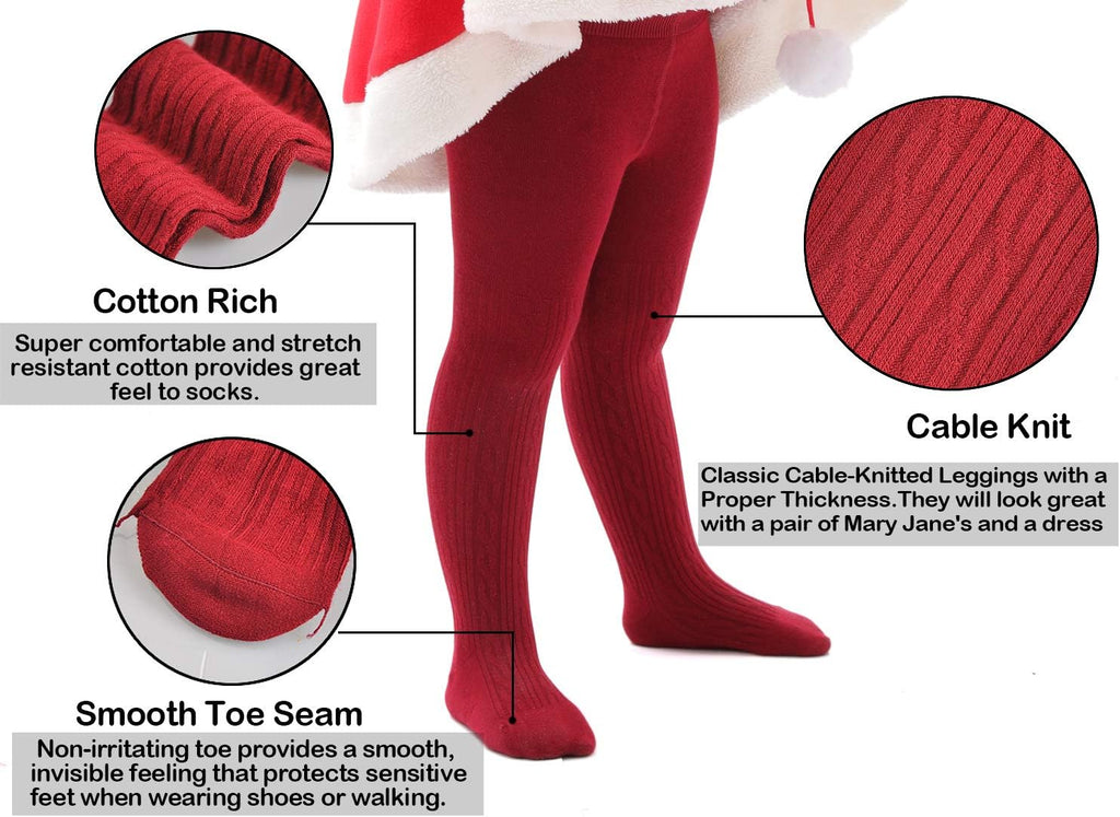 EPEIUS Baby Girl Tights Thick Cable Knit Leggings Stockings Cotton Pantyhose for Newborn Infant Toddler 3/4/5/6 Pack