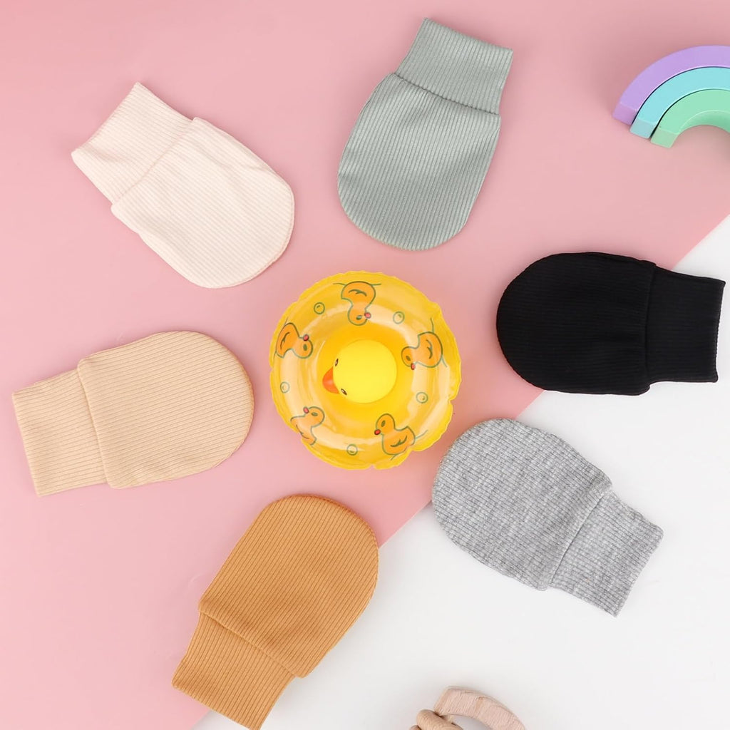 BQUBO 6 Pairs Newborn Baby Boys Girls Mittens 0-6 Months Unisex-Baby Infant Mittens Elastic No Scratch Wrist Gloves