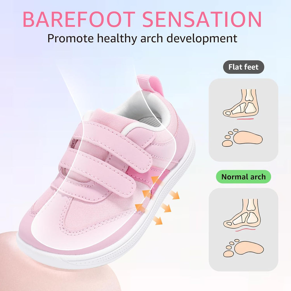 Toddler Wide Toe Box Barefoot Shoes Boys Girls Sneakers Zero Drop Kid Tennis Running Shoes Lightweight Non-Slip Comfortable Infant First Walking Shoe Outdoor Activities School