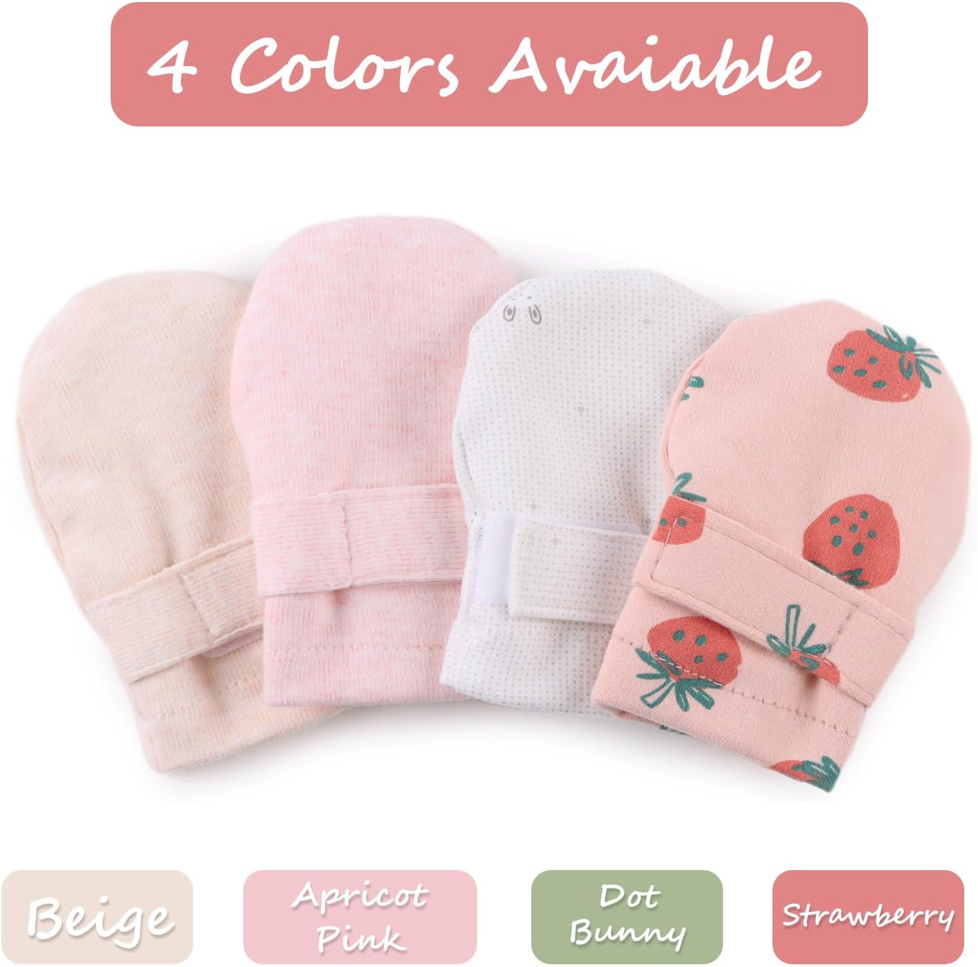 Newborn Baby Mittens Infant No Scratch Gloves Cotton Mitts for Baby Girls Boys