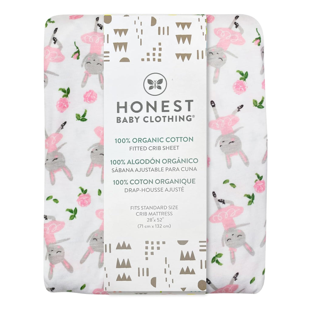 HonestBaby Unisex-Baby Fitted Crib Sheets Set Standard Mattress, 100% Organic Cotton Baby Boys, Girls, Neutral, 1 Pack - Light Gray Heather, One Size