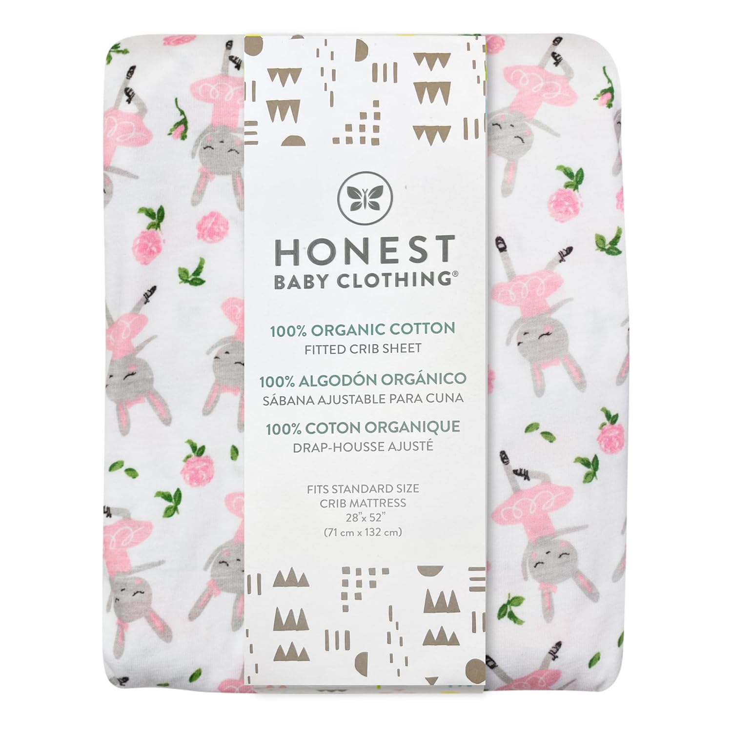 HonestBaby Unisex-Baby Fitted Crib Sheets Set Standard Mattress, 100% Organic Cotton Baby Boys, Girls, Neutral, 1 Pack - Light Gray Heather, One Size