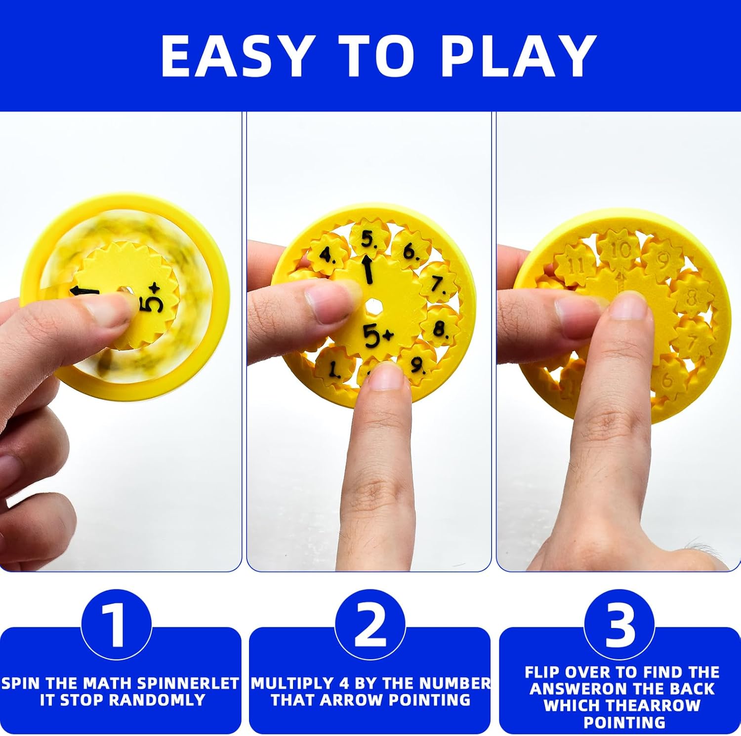 Math Fidget Spinners,Funny Educational Math Fact Tools,Math Learning & Education Toys Game,Creative Gift (18 PCS)