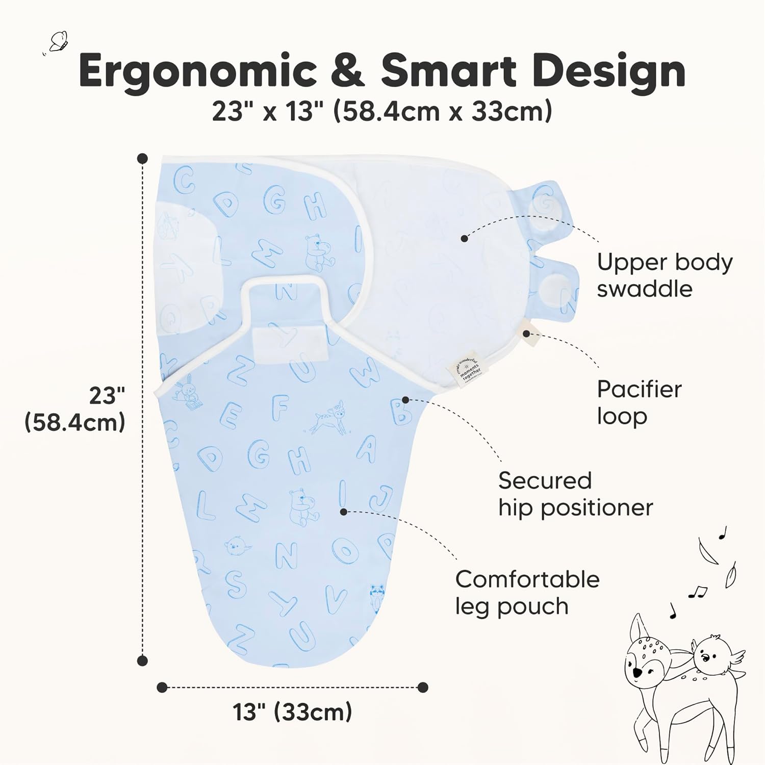 3-Pack Organic Baby Swaddle Sleep Sacks - Swaddles for Newborns, Infant 3-6 Months, Baby Girls, Boys, Soft & Snug Newborn Sleep Sack, Nursery Swaddling Blankets (ABC Land Cloud, Large)