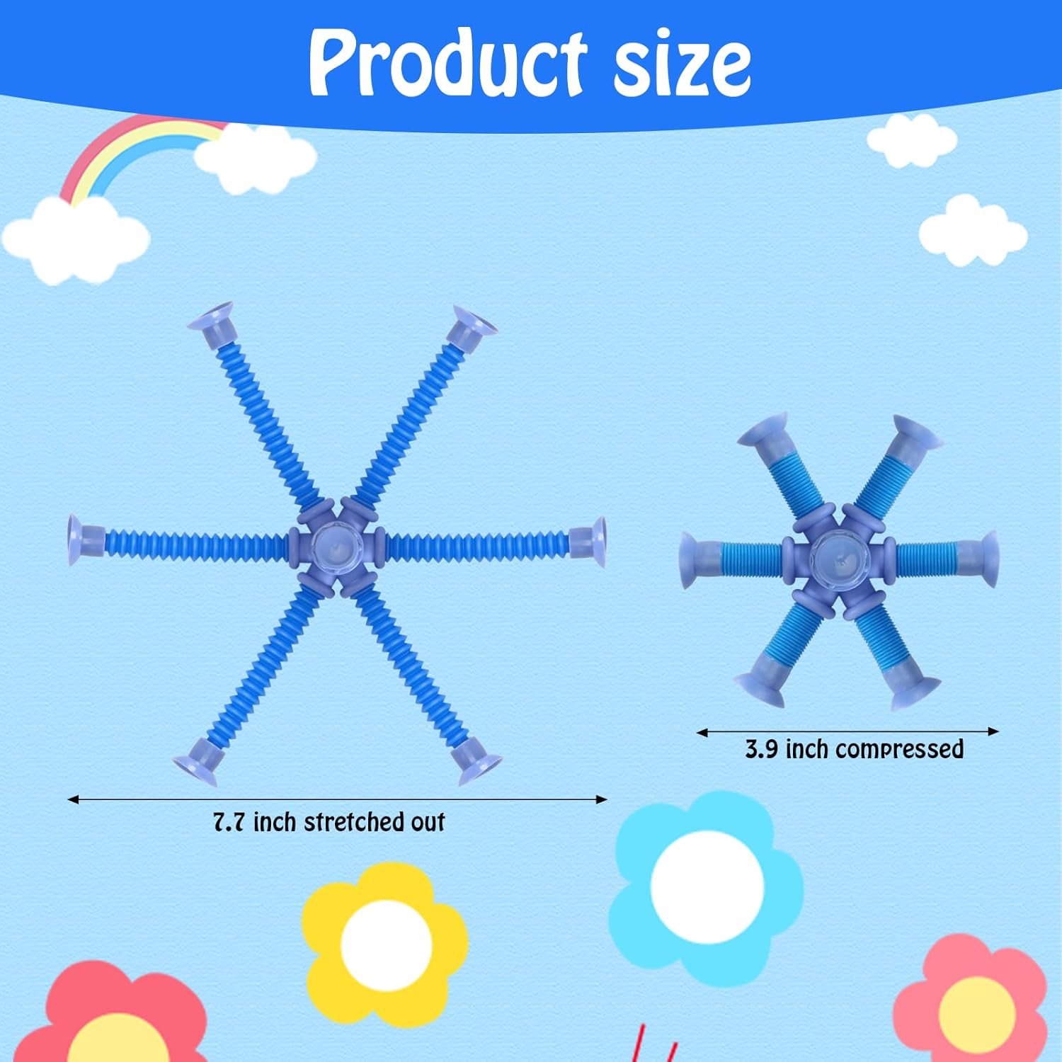 6 Pack Fidget Spinners Pop Tubes Fidget Toys, Shape Changing Telescopic Suction Cup Toy, Creative Learning Gifts Stress Relief and Anti Anxiety Party Favors Boy Girl Random Color