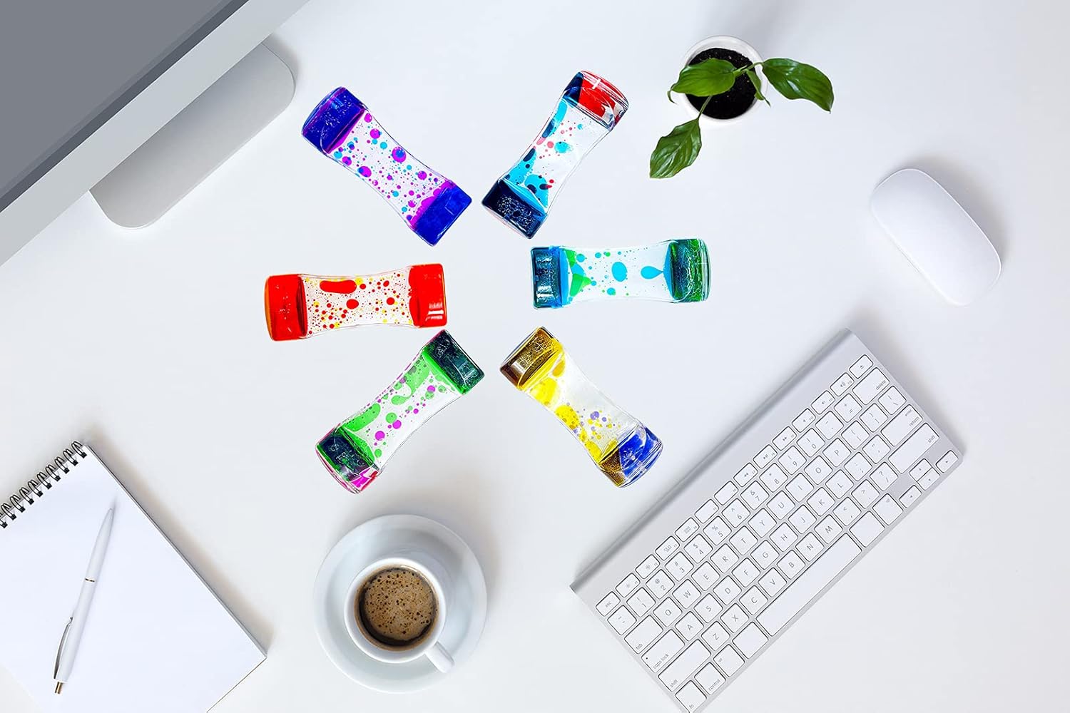 1 Pack Liquid Motion Bubbler Timer Sensory Toys for Relaxation, Water Timer Fidget Toy for All Age, Motion Bubble Sensory Toy Play for Office Home Blue & Green