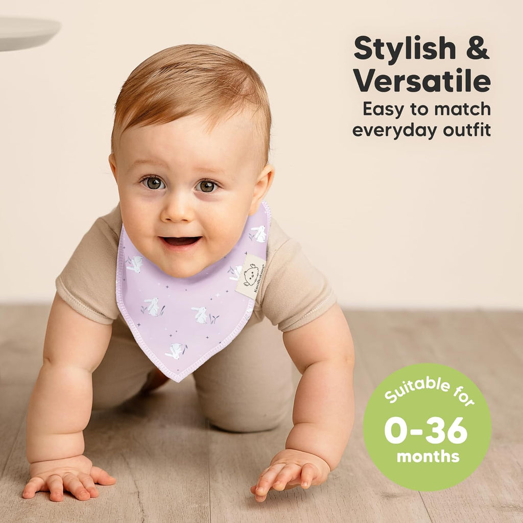 8-Pack Organic Baby Bandana Bibs for Girls - Super Absorbent Triangle Baby Bibs for Drooling and Teething Infant, 100% Cotton Extra Soft for Newborn, Infant 0-36 Months (Lunaris)