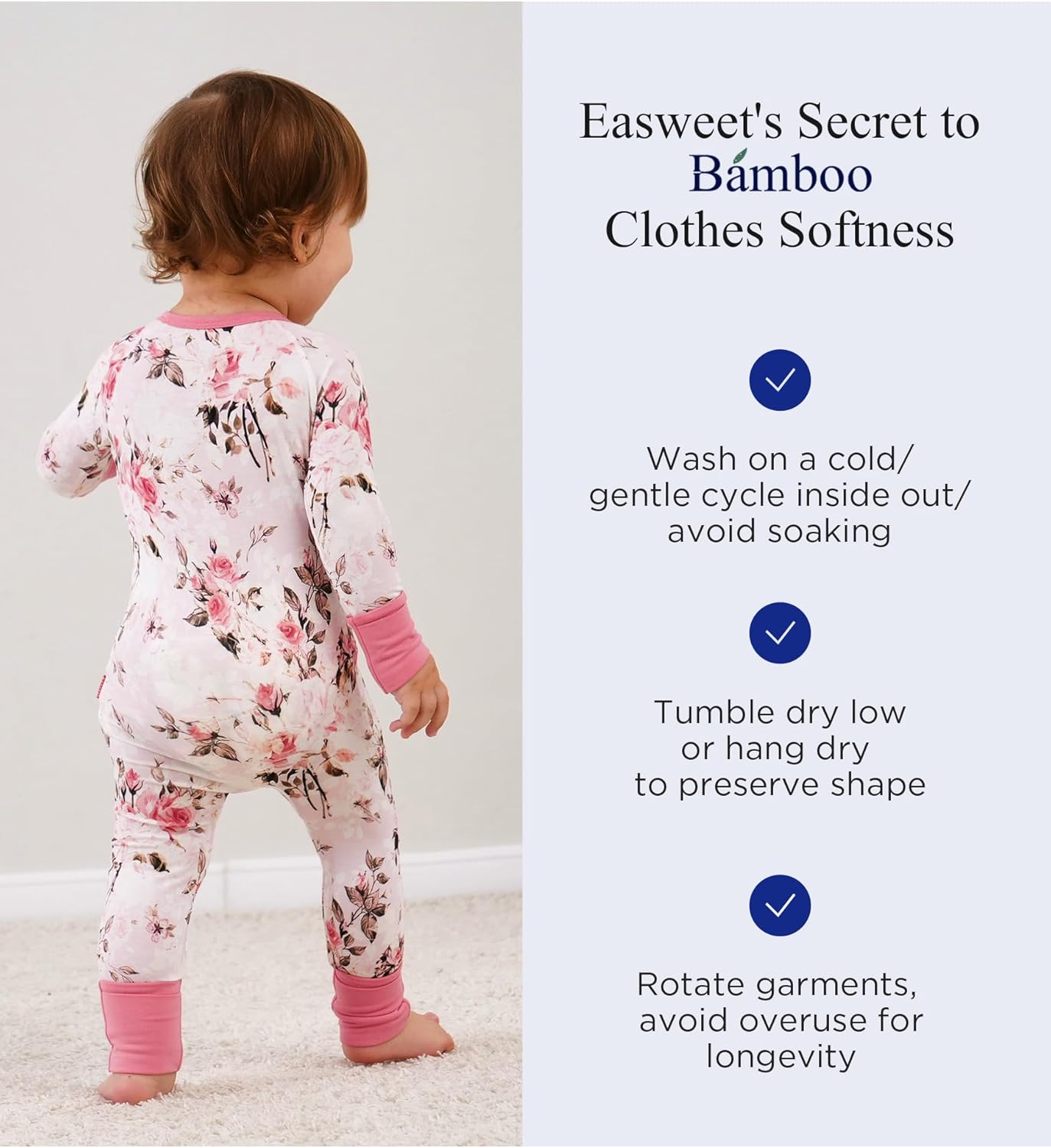 Baby One-Piece Romper Footless Bamboo Viscose Pajamas Sleepers for Baby Boys and Girls