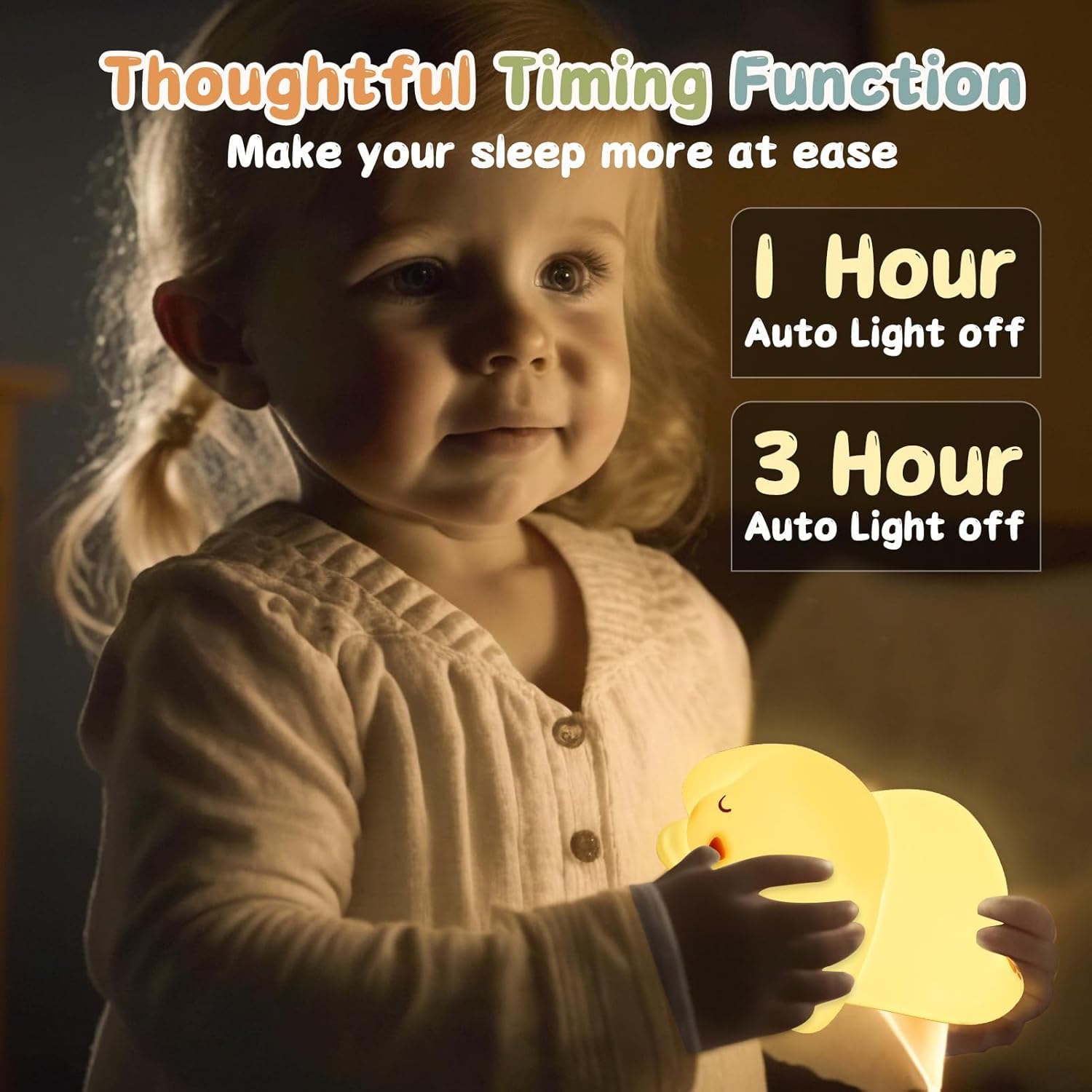 LOVERUIS Night Lights Squishy Light Bunny Colorful Night Light for Kids 1/3 Hours Timer Dimmable Rabbit Gift Kid Dog Cute Decor