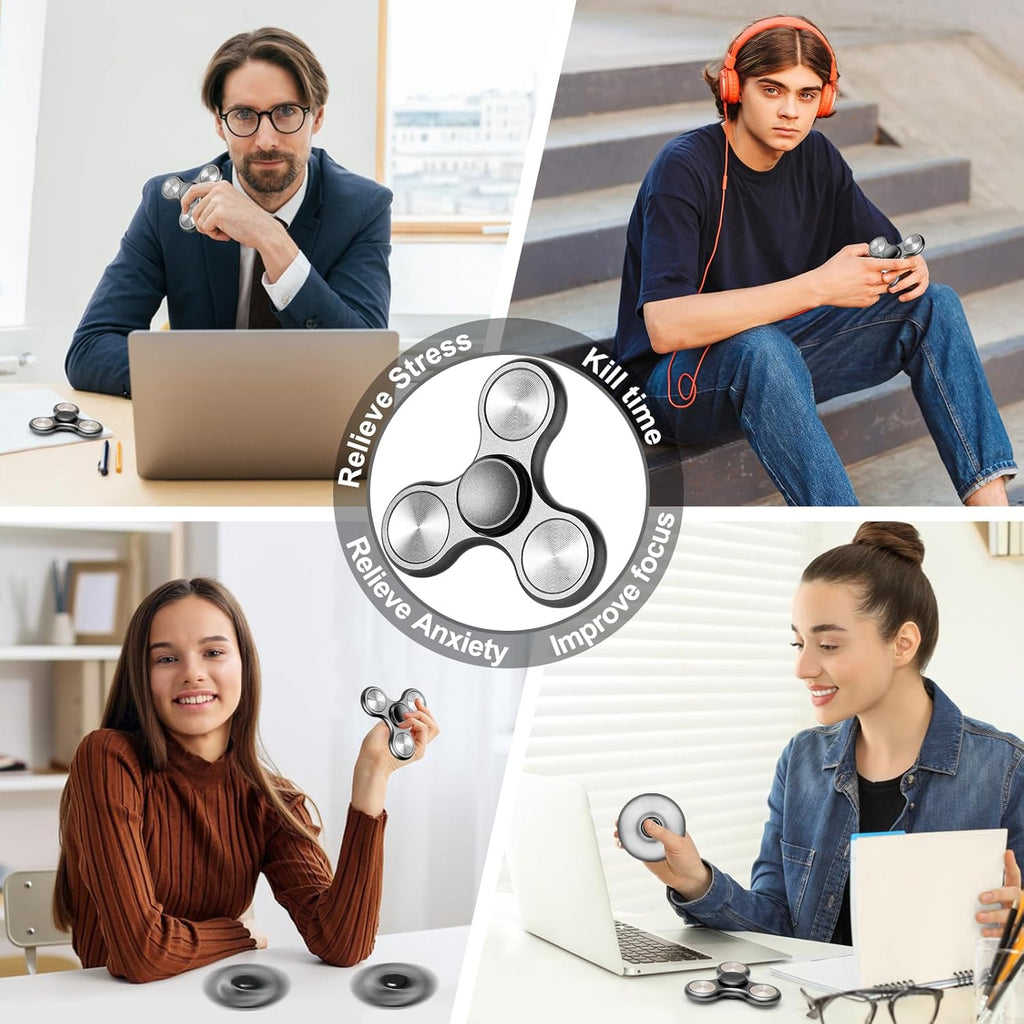 Metal Fidget Spinner for Adults, Silent Sensory Fidget Toys Adults Hand Spinners for ADHD Anxiety Stress Relief, Desk Toys for Office, Birthday Gifts Stocking Stuffers Classroom Prizes