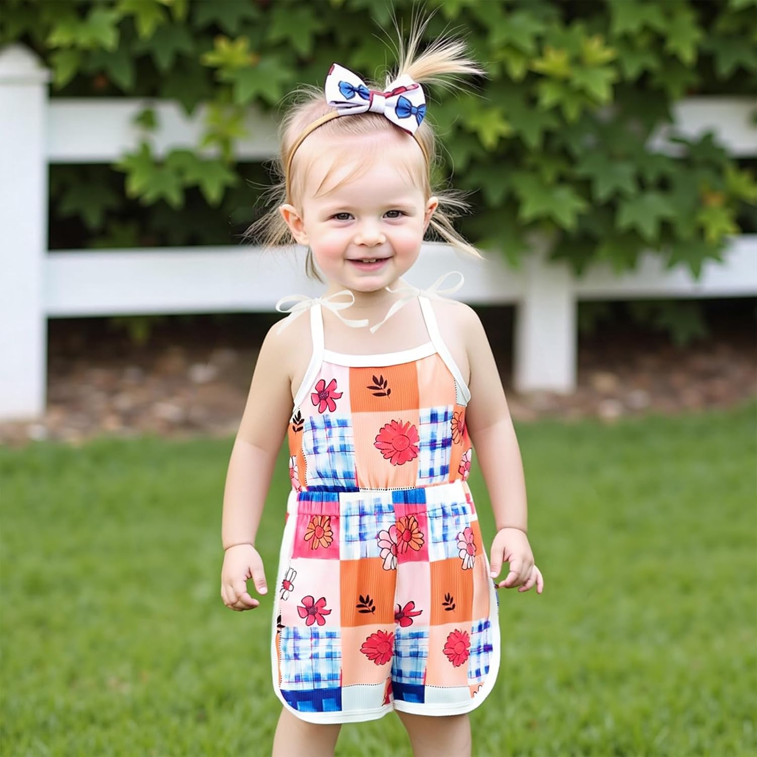 WZTYYDS Toddler Baby Girl Summer Clothes Floral Romper Tie-Up Strap Halter Jumpsuit Infant Summer Sling Playsuit 6M-3T