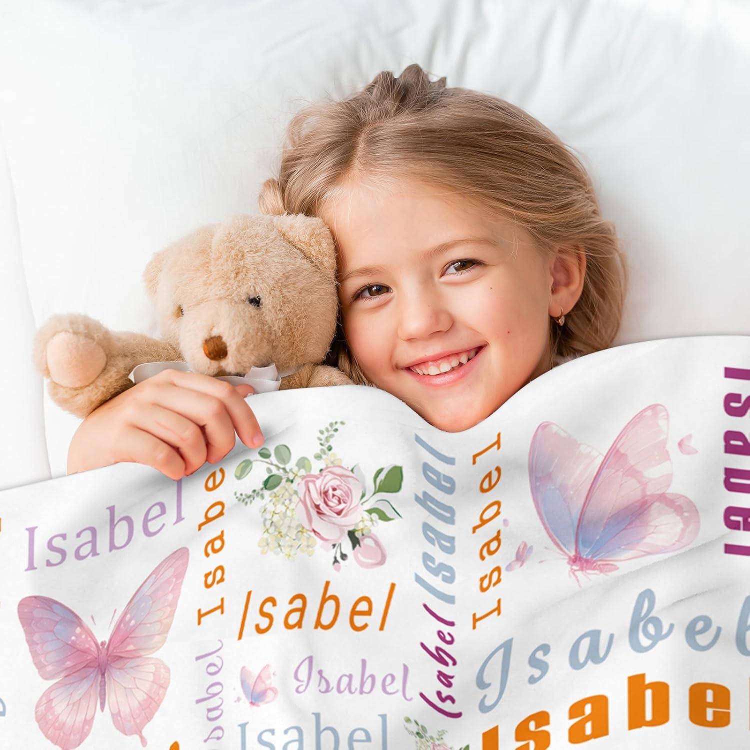 Ship Next Day, Personalized Baby Blanket - Printed in USA, Custom Baby Blanket with Name, Customized Animal Blankets for Boys & Girls, Soft Cozy Receiving Blankets for Toddlers, Stroller Decor Throw