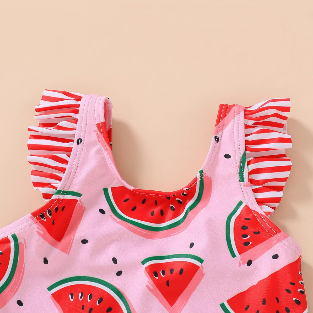 Tiny Cutey Toddler Girl Swimsuit Ruffled Stripe Sleeveless Swimwear One-Piece Baby Girl Bathing Suits