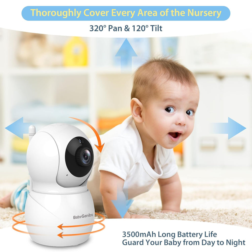 Baby Monitor with Camera and Audio, 4.3'' Video Baby Monitor with 1000ft Long Range and 30-Hour Battery, No WiFi,Night Vision, ECO Mode, 2-Way Talk