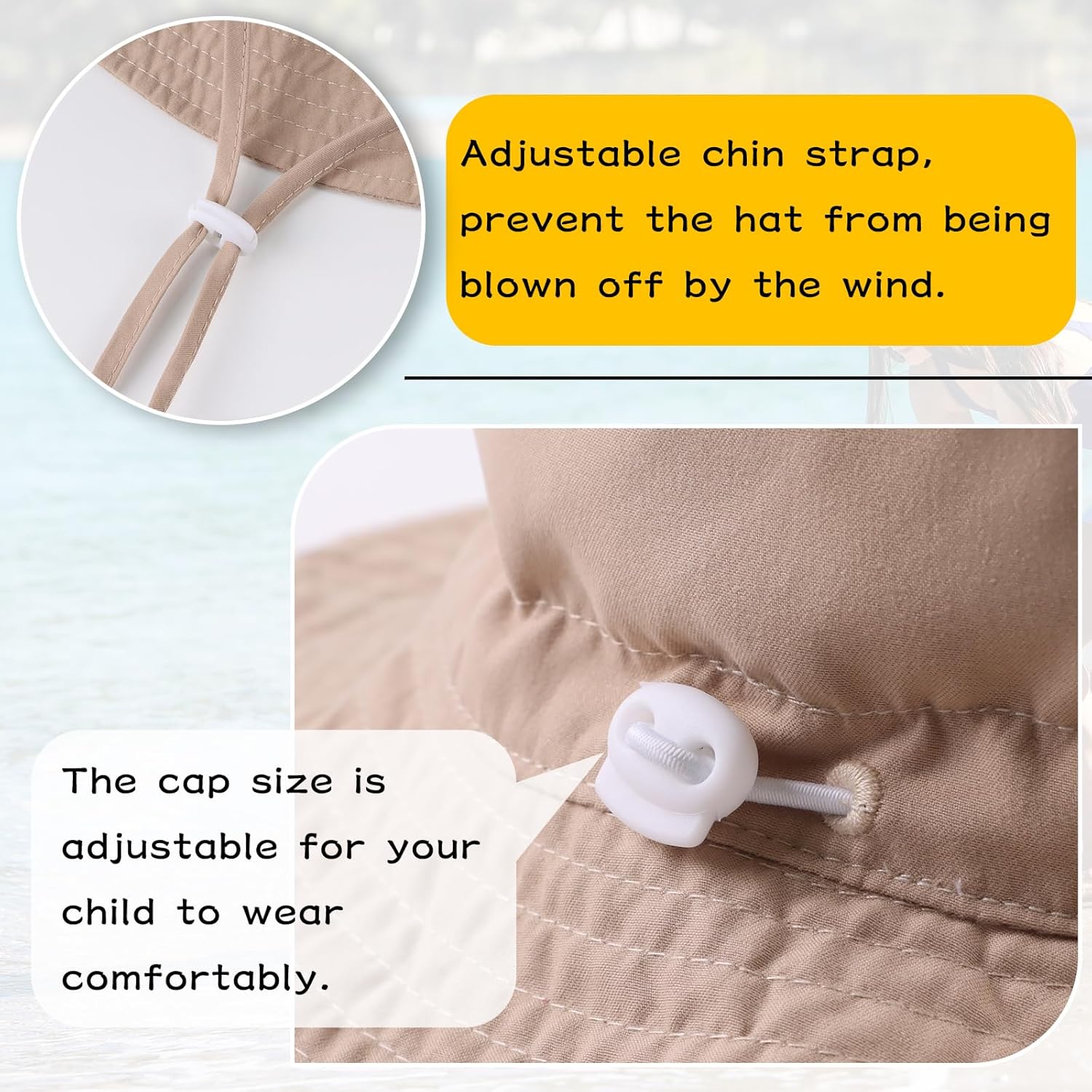 Peecabe Summer Baby Sun Hat for Boys Girls UPF 50+ Wide Brim Toddle Bucket Hat Adjustable Baby Beach Cap 0-8 Years