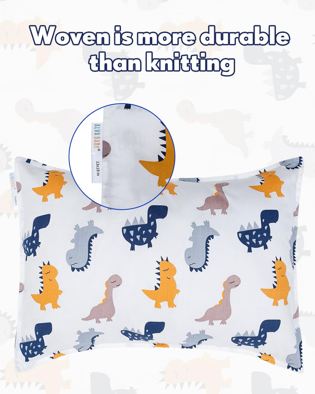 ALVABABY Toddler Pillowcases 2 Pack Organic Cotton Kids Pillow Cover Fit 13"x 18" or 12"x22" Envelope for Girl Boy Sleepy Travel