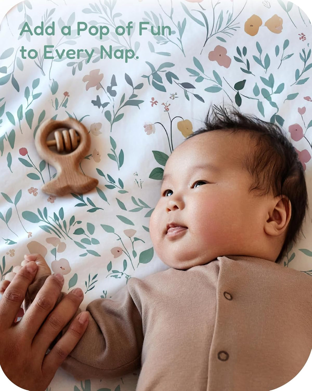 Baby Crib Sheets Boy Girl for Standard Crib Mattress - Soft Green Leaf+Flower, Ultra Soft Jersey Knit, Safe and Cozy, Fits 28''x52''x9'' Extra Deep Pocket