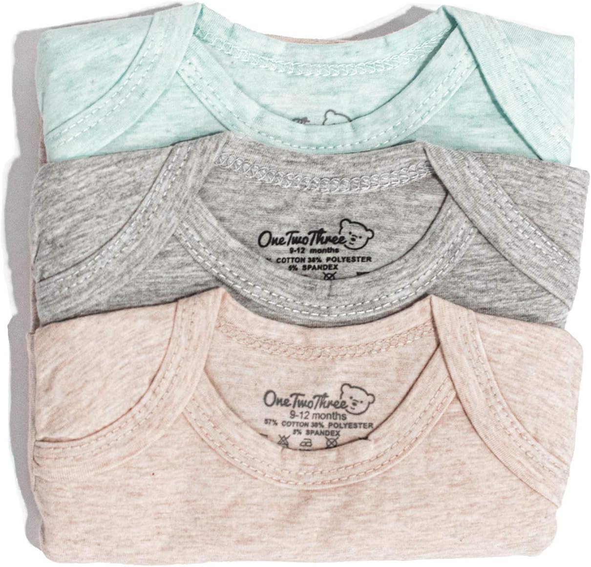 123 Bear Baby Cotton Spandex short-sleeve bodysuits unisex boy girl